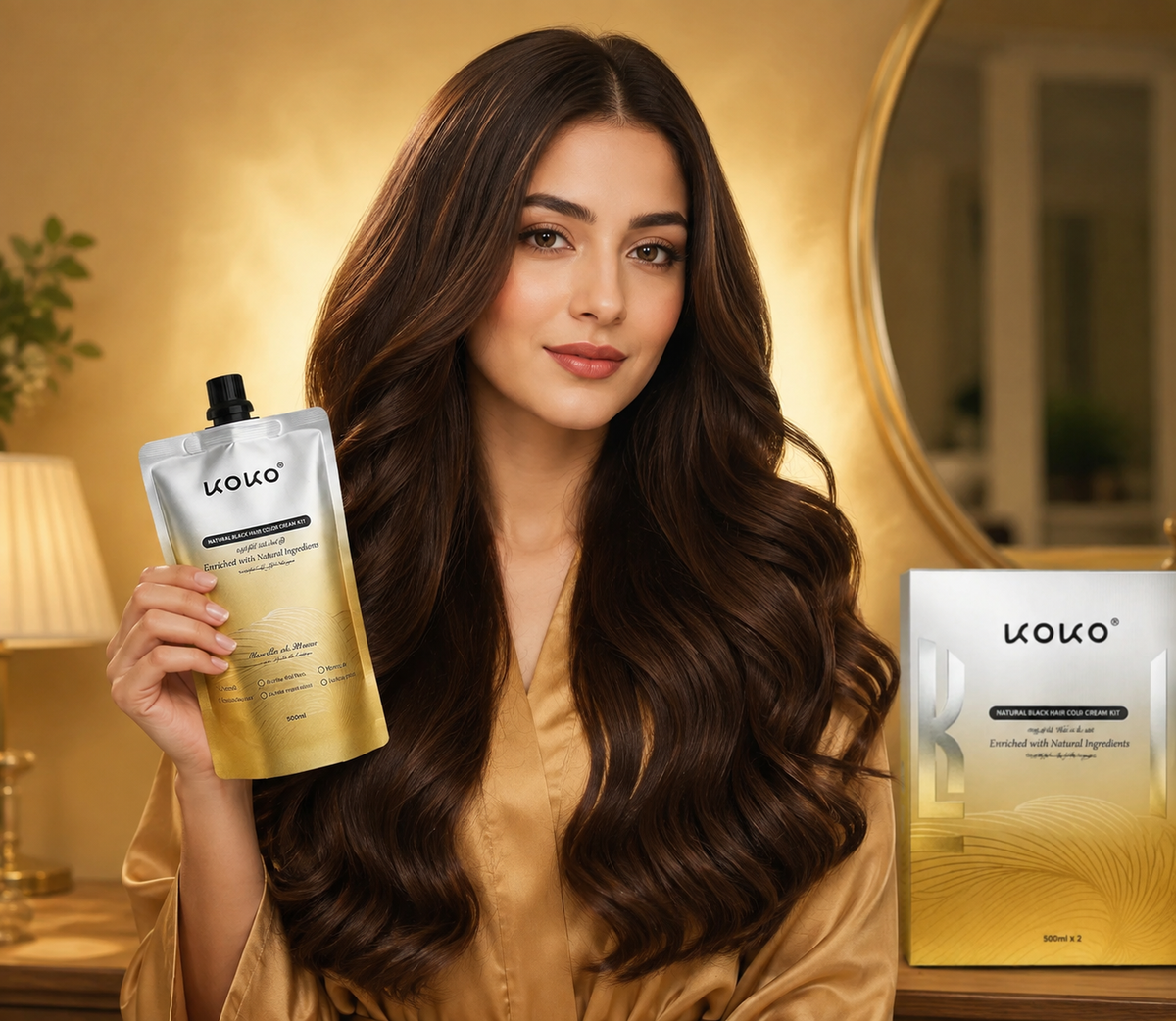KOKO Hair Color 1000ml , KOKO Natural Black Hair , KOKO Hair Color for Salons
